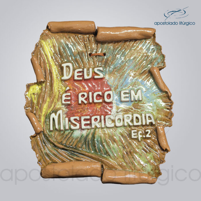 Quadro de Ceramica Deus e Rico em Misericordia 16x14cm - COD 2018