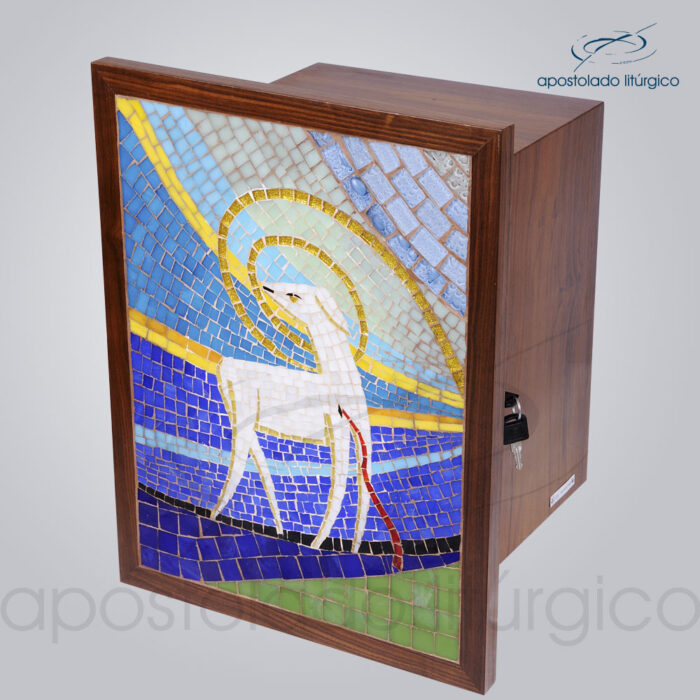 Sacrario Mosaico Cordeiro 35x25x28cm Porta 46x35cm Frente Lateral - COD 4191