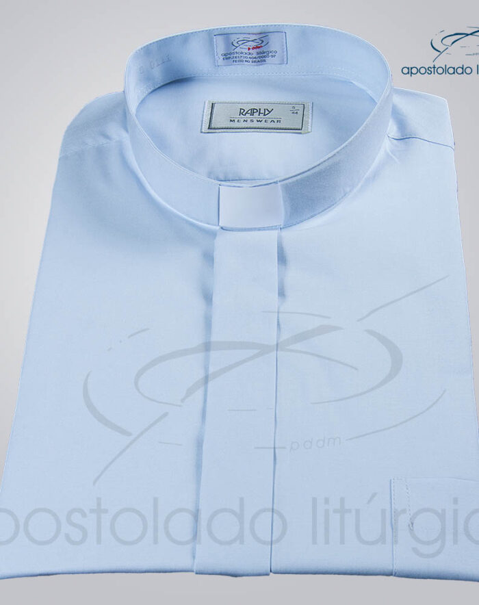 Camisa Natural Blend Azul Claro Manga Curta c | Apostolado Litúrgico Brasil