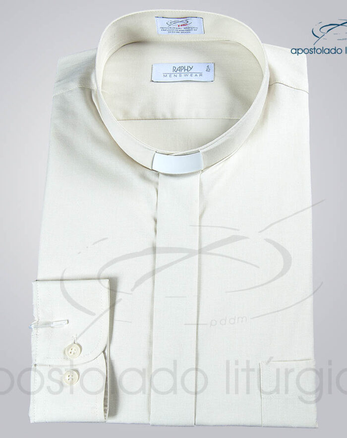 Camisa Natural Blend Bege Manga Longa b | Apostolado Litúrgico Brasil