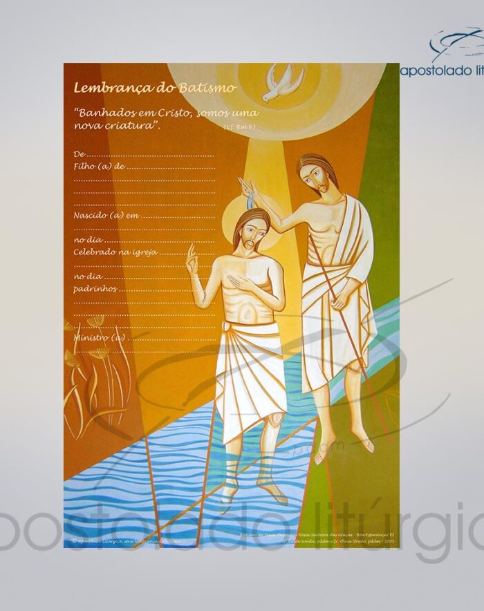 Lembranca para Batismo 28X20 cm frente COD 03049 0000 | Apostolado Litúrgico Brasil