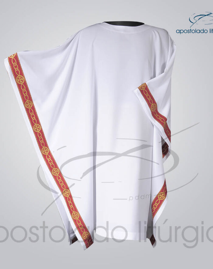 Veste Galao Estreito 11 Vermelha Arredondado Branca Manga Frente COD 3362 | Apostolado Litúrgico Brasil