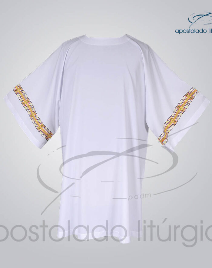 Veste com 2 Estampas Grega Manga Branca Frente COD 3872 | Apostolado Litúrgico Brasil