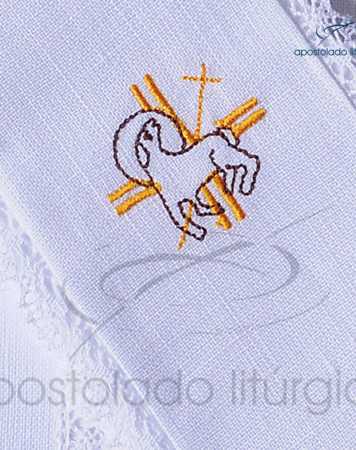 Conjunto de Altar de Linho Bordado Cordeiro A1 Dezenho COD 01771 0005 | Apostolado Litúrgico Brasil