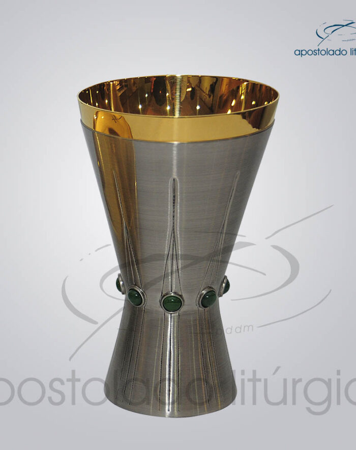 Calice Metal Latao Escovado Vida 18cm 2 | Apostolado Litúrgico Brasil