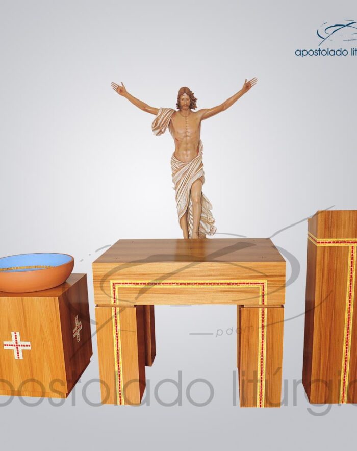 Conjunto Mosaico Altar COD 4153 Ambão COD 4154 Suporte COD 4228 Cristo Ressucitado COD 4141 Pia Batismal COD 4181 | Apostolado Litúrgico Brasil