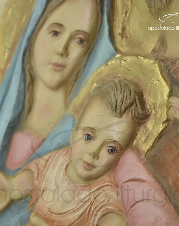Quadro Sagrada Família com Moldura Clara 49x47cm - 4145 [Jesus e Maria]