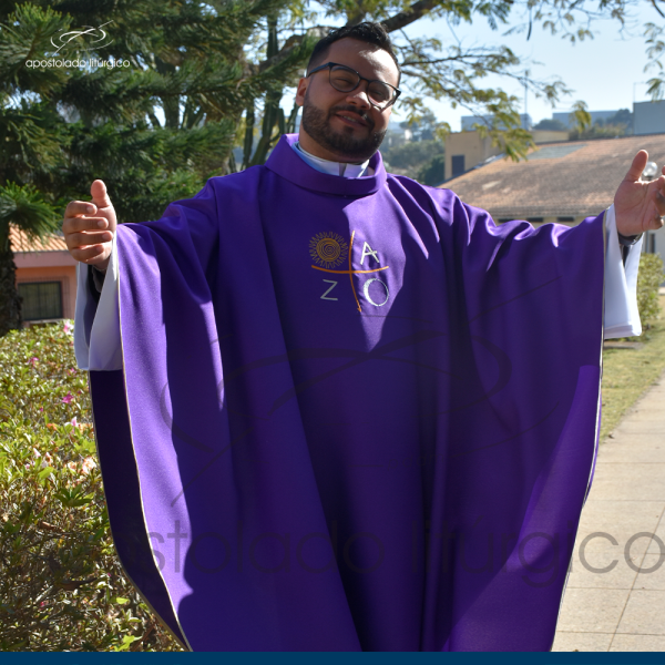 Casula bordada oxford roxo Aurora da Redenção